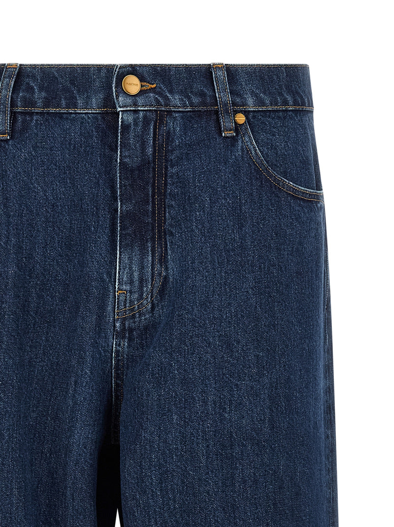 Jil Sander Blue Cotton Straight-Leg Jeans