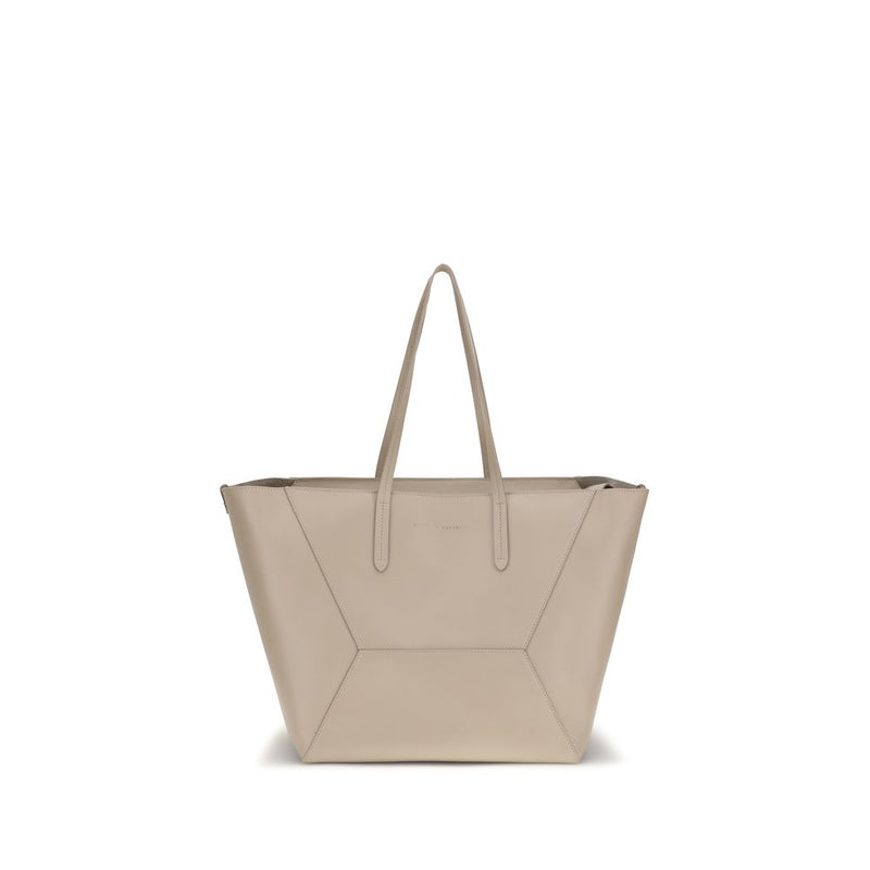 Brunello Cucinelli Beige Calf Leather Bos Taurus Shoulder Bag