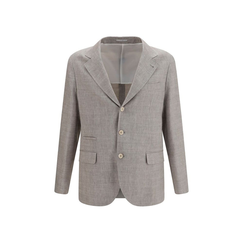 Brunello Cucinelli Beige Linen Full-Length Jacket