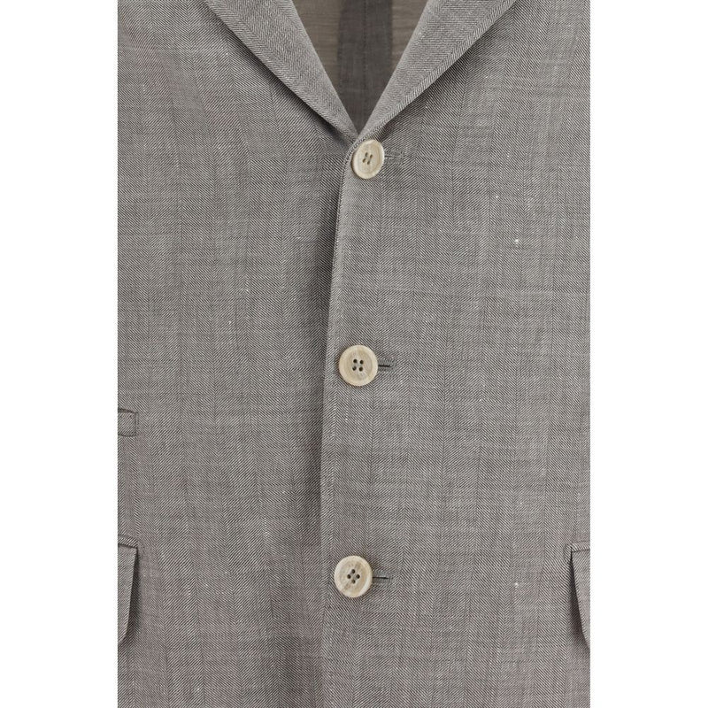 Brunello Cucinelli Beige Linen Full-Length Jacket