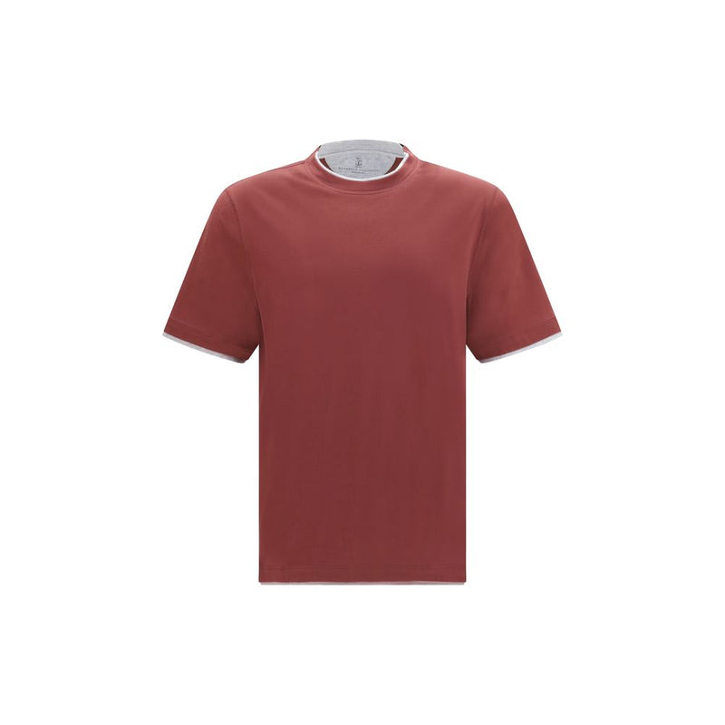 Brunello Cucinelli Bordeaux Cotton T-Shirt