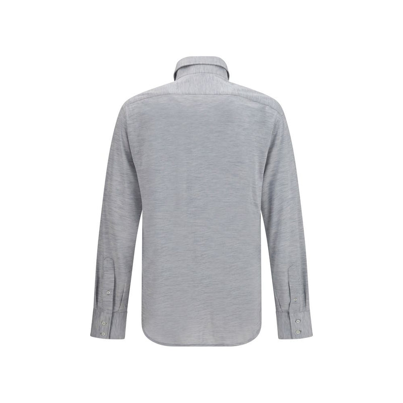 Brunello Cucinelli Gray Silk Dress Shirt
