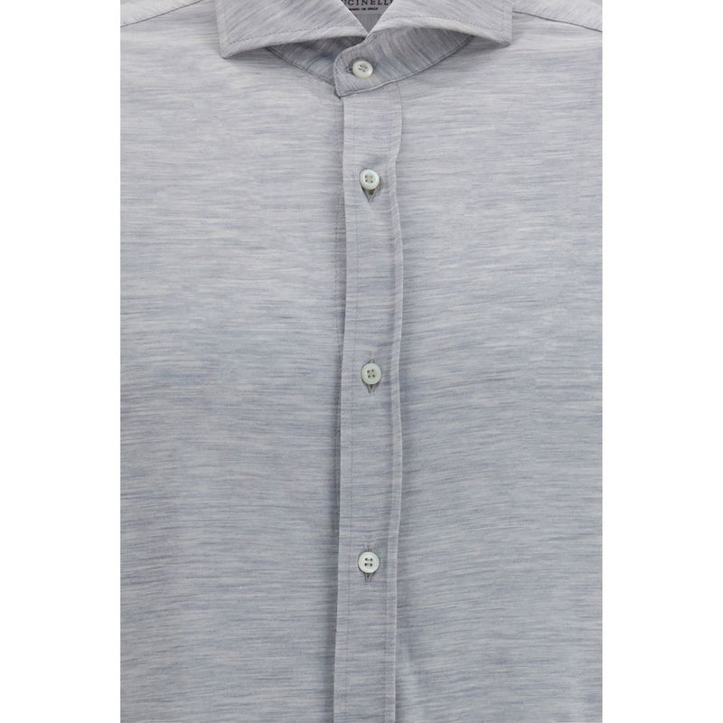 Brunello Cucinelli Gray Silk Dress Shirt
