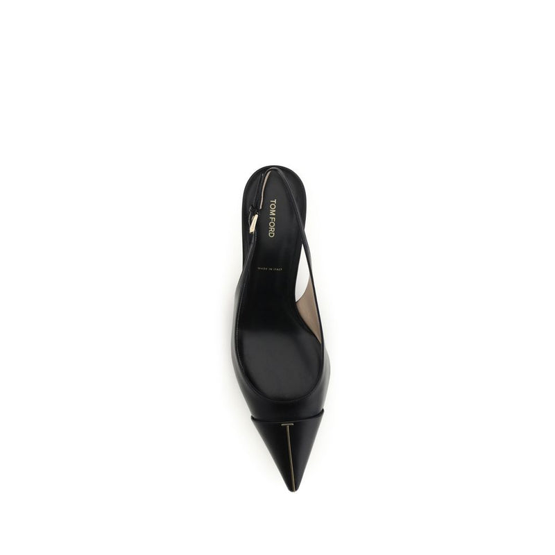 Tom Ford Black Calf Leather Bos Taurus Mid Heel Pumps
