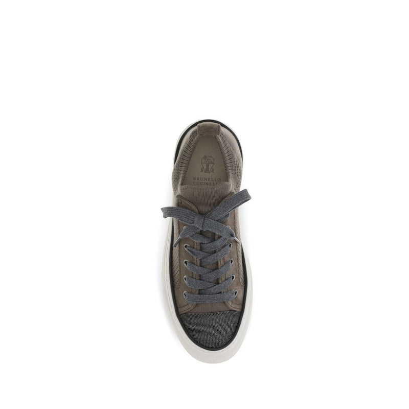 Brunello Cucinelli Brown Cotton Low Top Sneakers