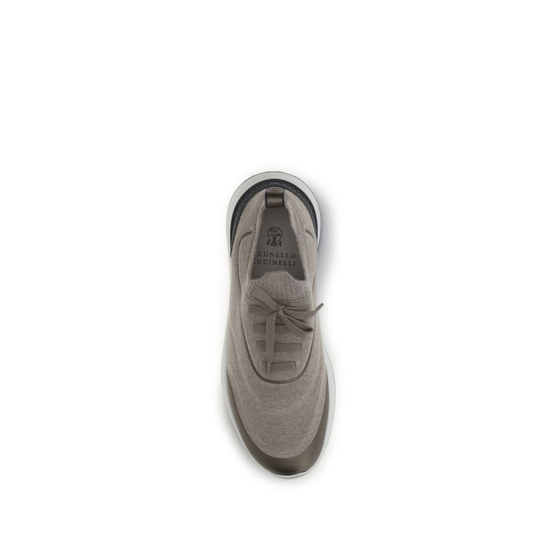 Brunello Cucinelli Brown Cotton Athletic Sneakers