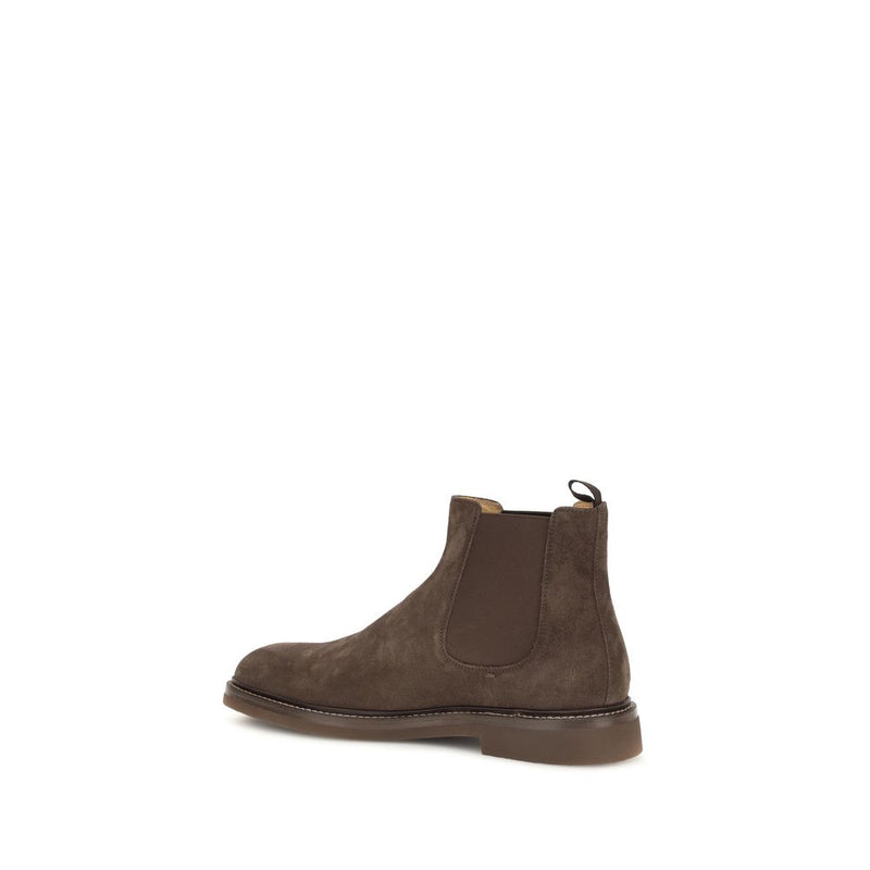 Brunello Cucinelli Brown Calf Leather Bos Taurus Chelsea Boots