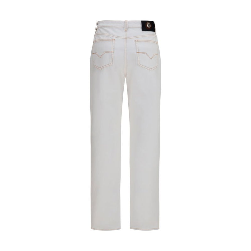 Versace White Cotton High-Waisted Jean
