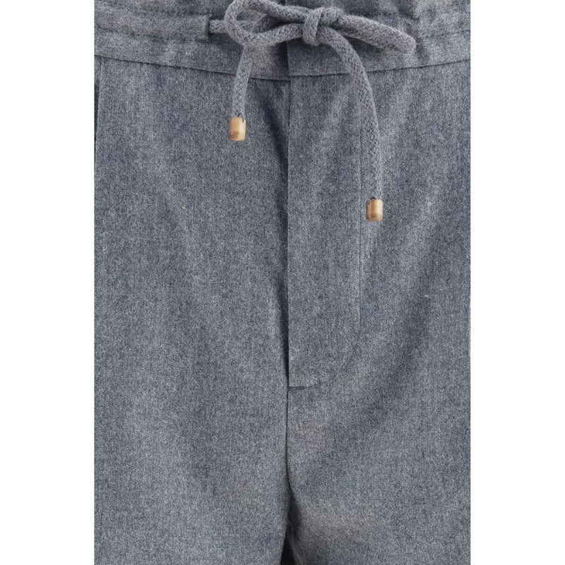 Brunello Cucinelli Gray Wool Oves Aries Casual Pants