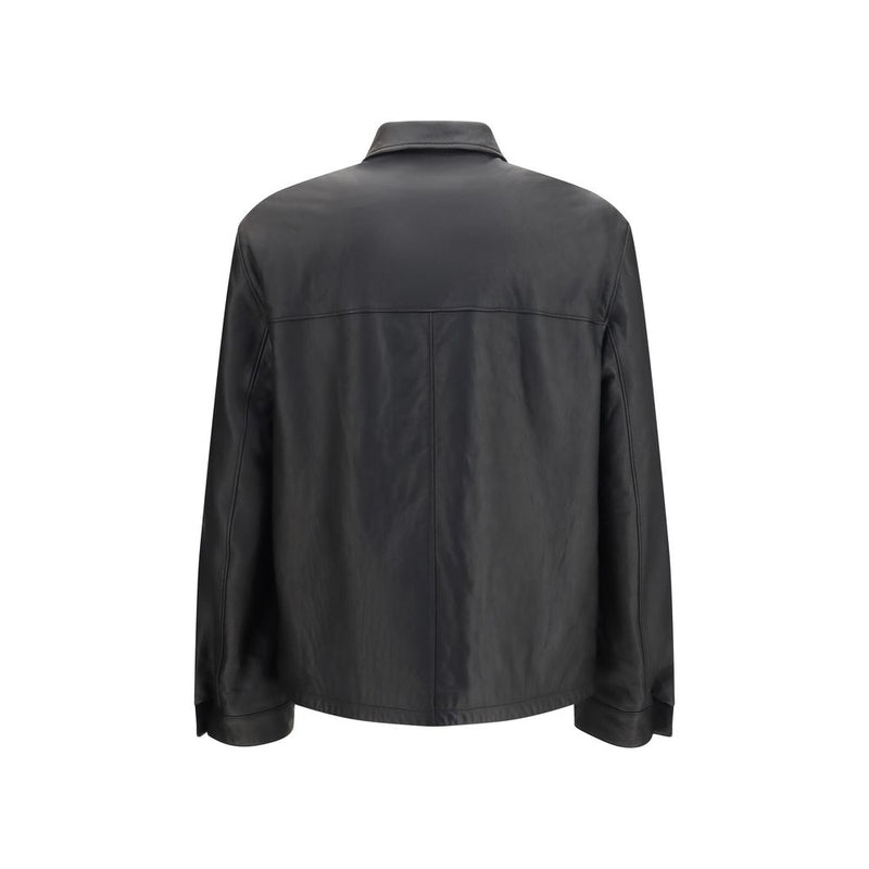 Prada Black Lamb Ovis Aries Aries Leather Jacket