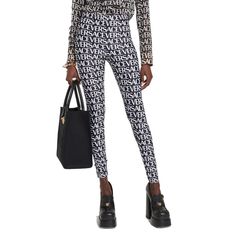 Versace Black Elastane Leggings