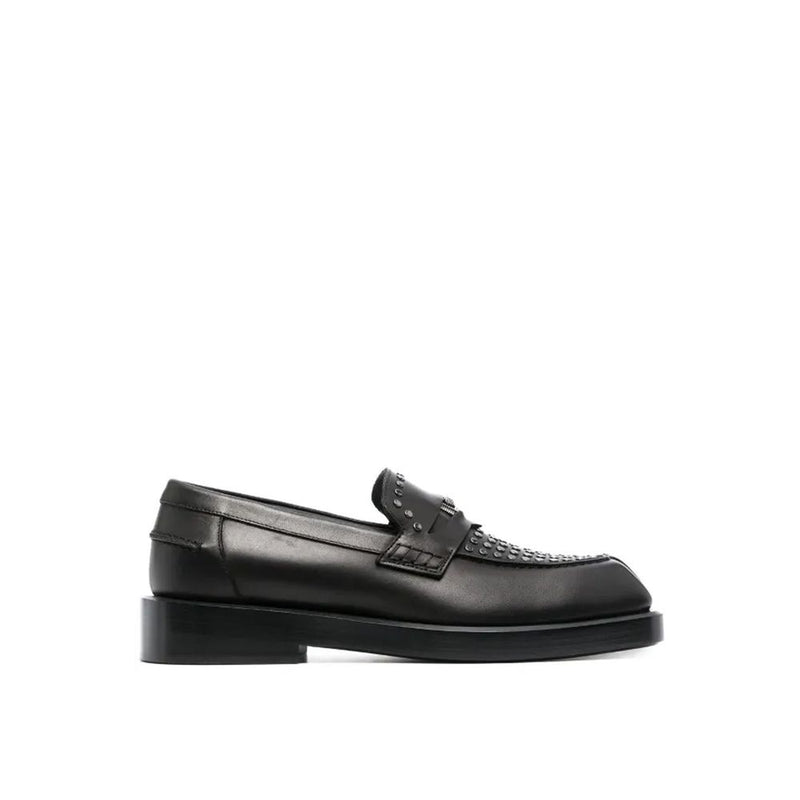 Versace Black Leather Slip-On Loafers