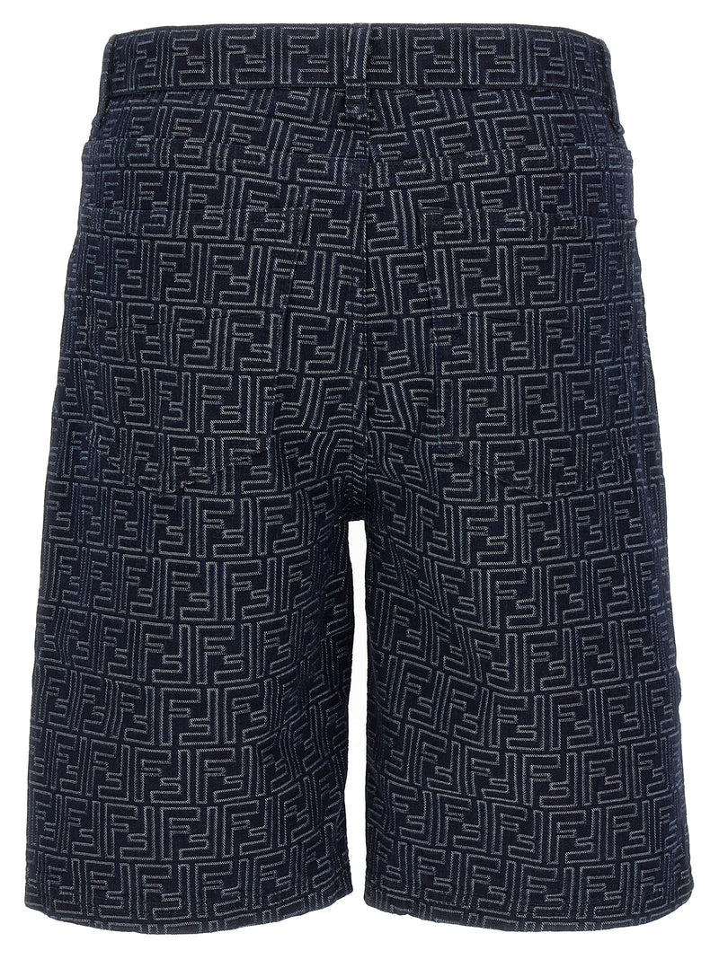 Fendi Blue Cotton Bermuda Shorts