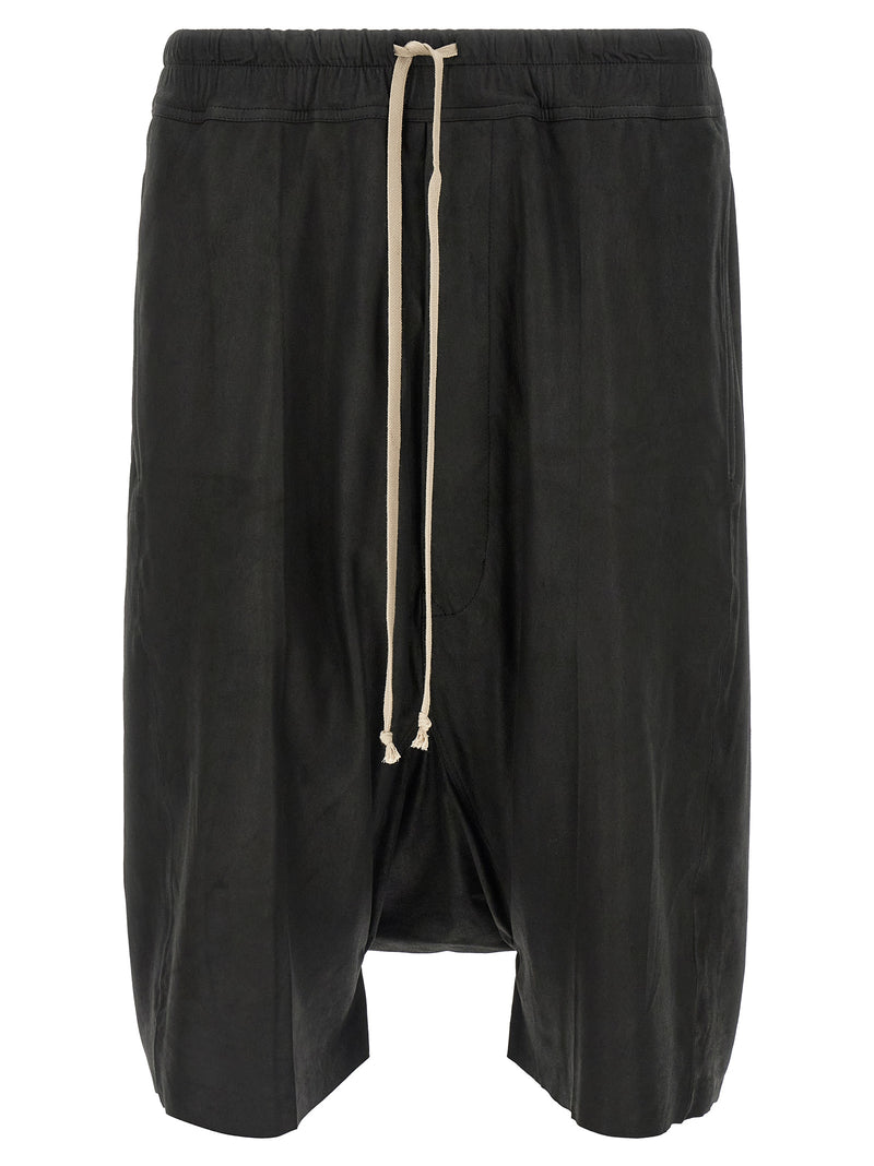Rick Owens Black Lamb Leather Bermuda Shorts