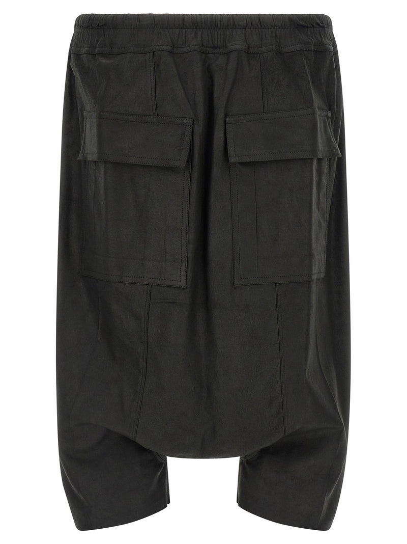 Rick Owens Black Lamb Leather Bermuda Shorts