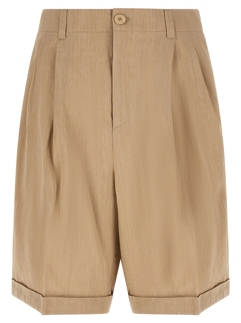 Jacquemus Beige Linen Bermuda Shorts