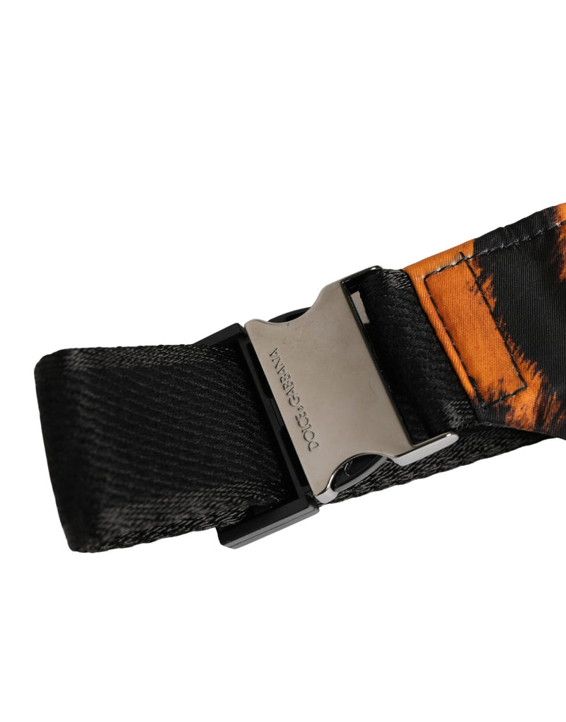 Dolce & Gabbana Marsupio da uomo in nylon marrone con stampa tigrata