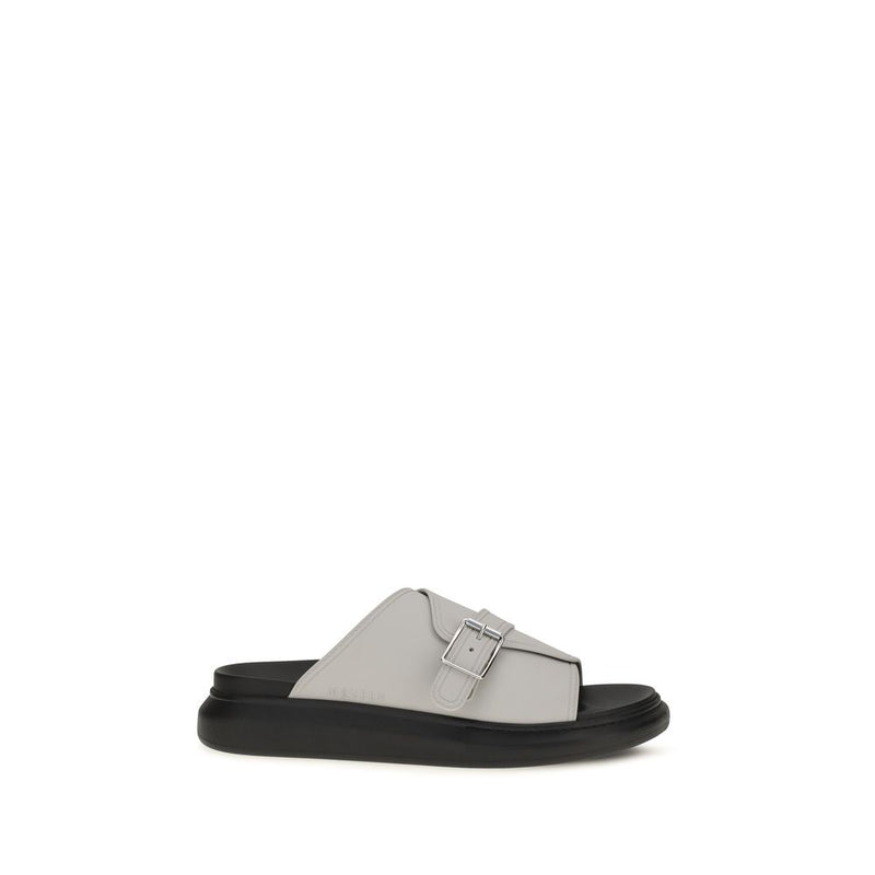 Alexander McQueen Gray Calf Leather Bos Taurus Platform Sandals