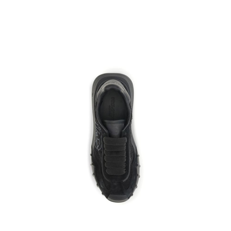 Dolce & Gabbana Black Calf Leather Bos Taurus Chunky Sneakers