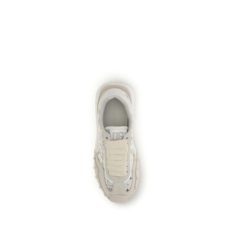 Dolce & Gabbana Beige Calf Leather Bos Taurus Sneakers