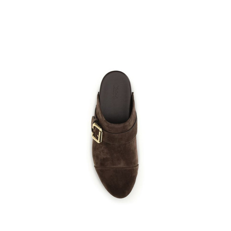Chloé Brown Calf Leather Bos Taurus Clogs