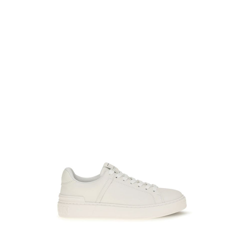 Balmain White Calf Leather Bos Taurus Athletic Sneakers