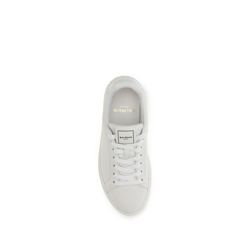 Balmain White Calf Leather Bos Taurus Athletic Sneakers