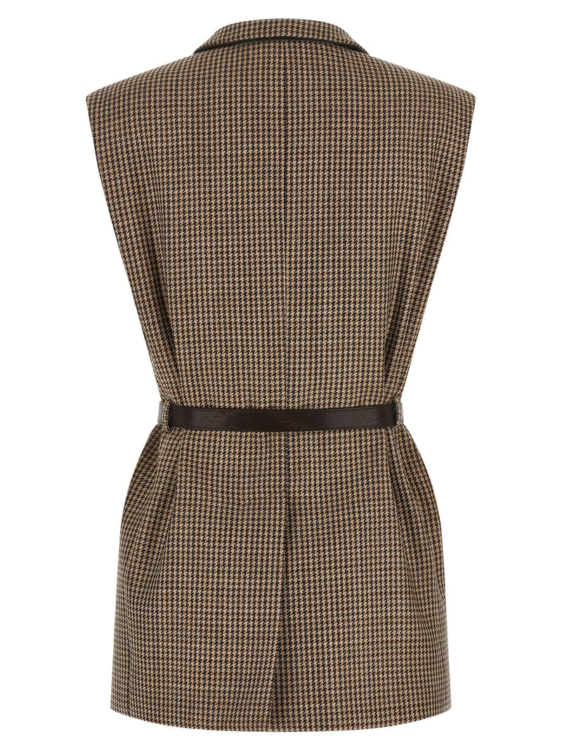 Brunello Cucinelli Beige Virgin Wool Sleeveless Jacket