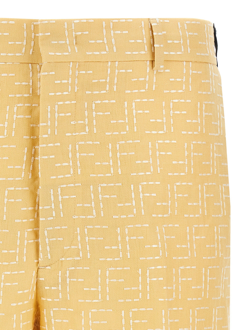 Fendi Multicolor Linen Bermuda Shorts