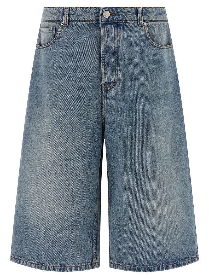 Ami Paris Blue Cotton Bermuda Shorts