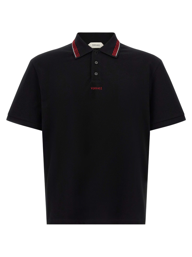 Versace Black Cotton Polo Shirt