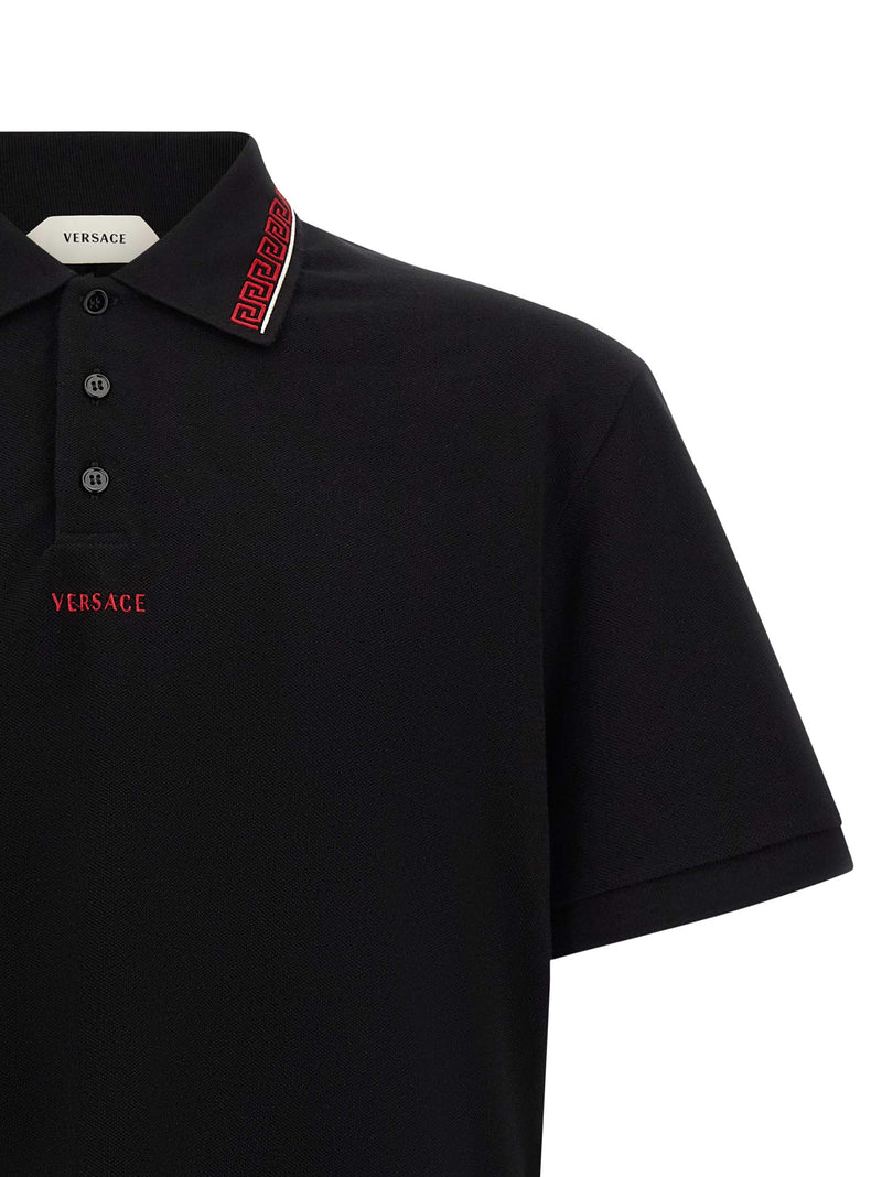 Versace Black Cotton Polo Shirt