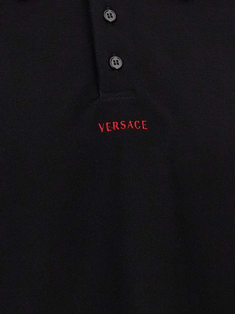 Versace Black Cotton Polo Shirt
