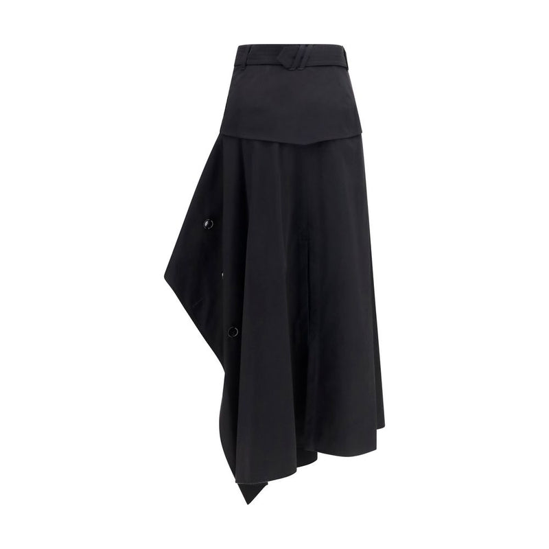 Burberry Black Cotton Long Skirt