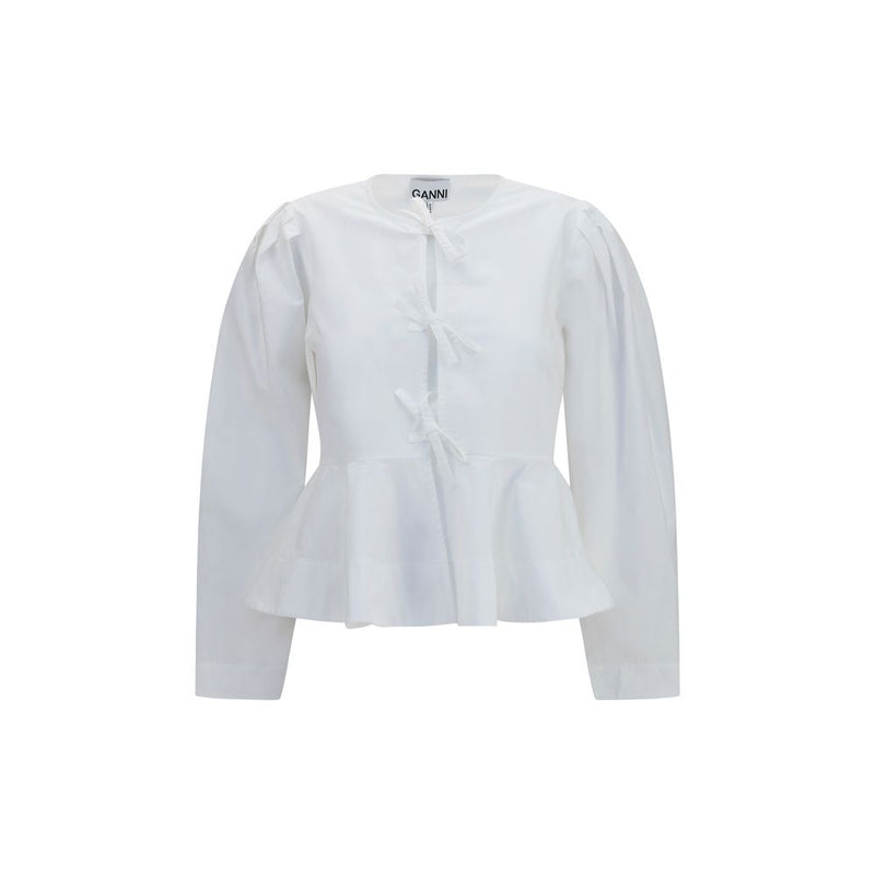 Ganni White Cotton Blouse