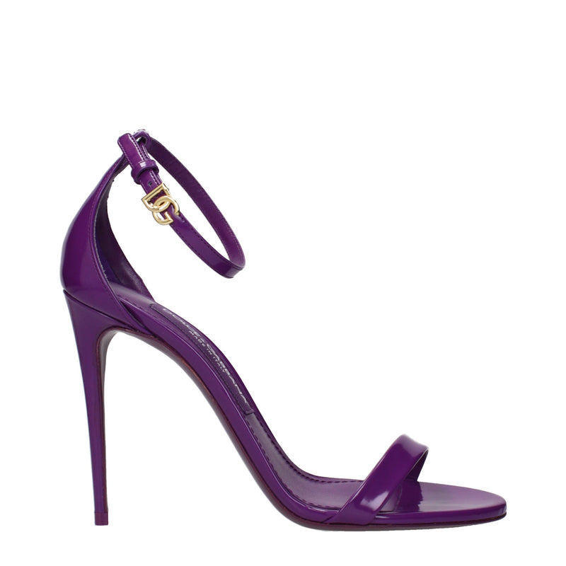 Dolce & Gabbana Purple Leather Stiletto Heel Sandals