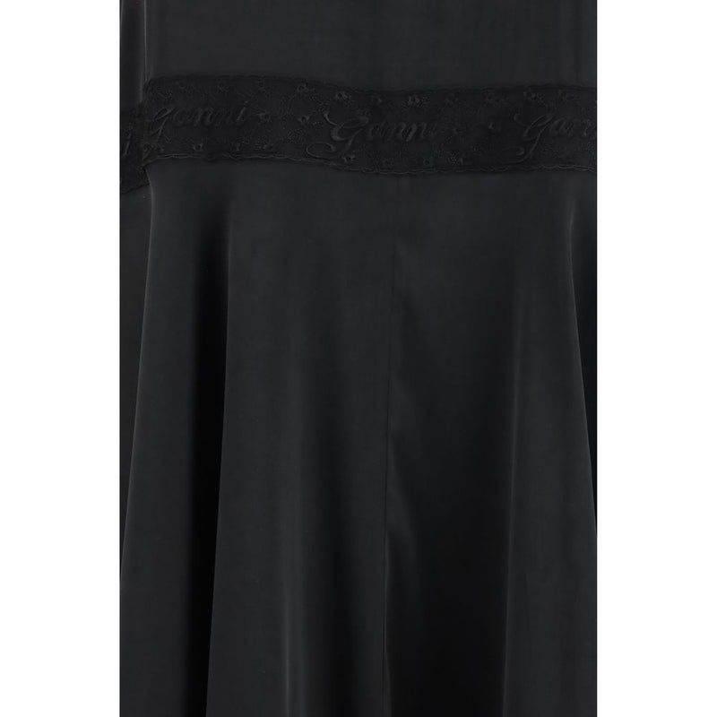 Ganni Black Silk Casual Dress