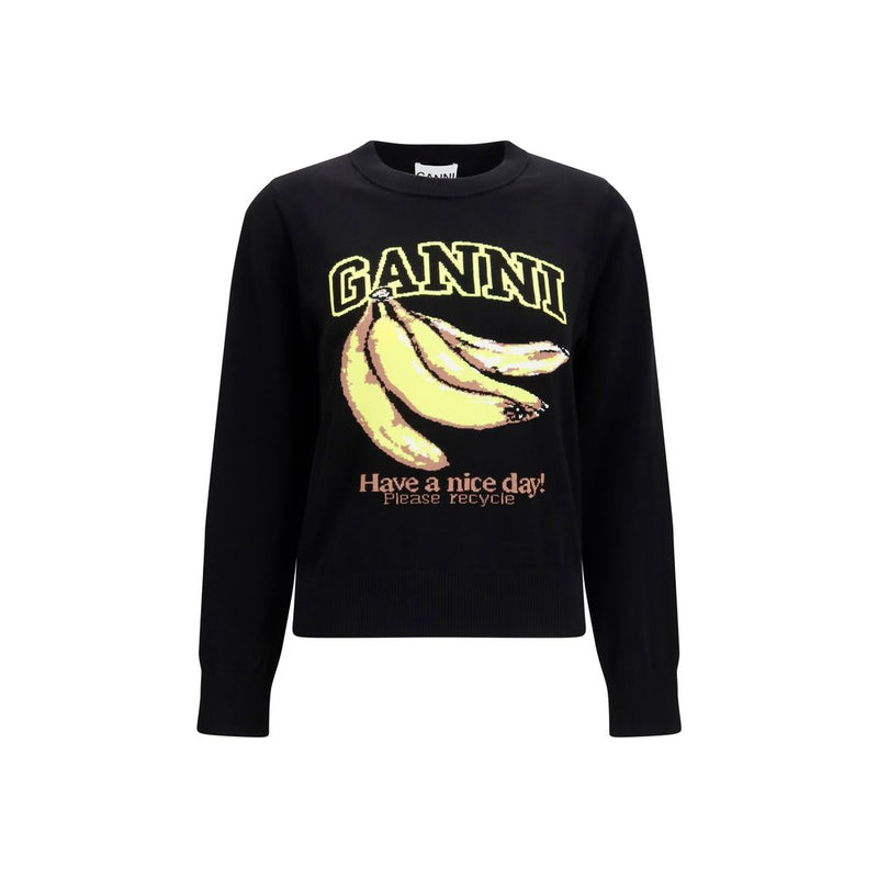 Ganni Black Cotton Sweatshirt