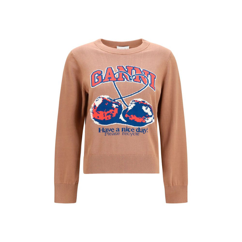 Ganni Beige Cotton Sweatshirt