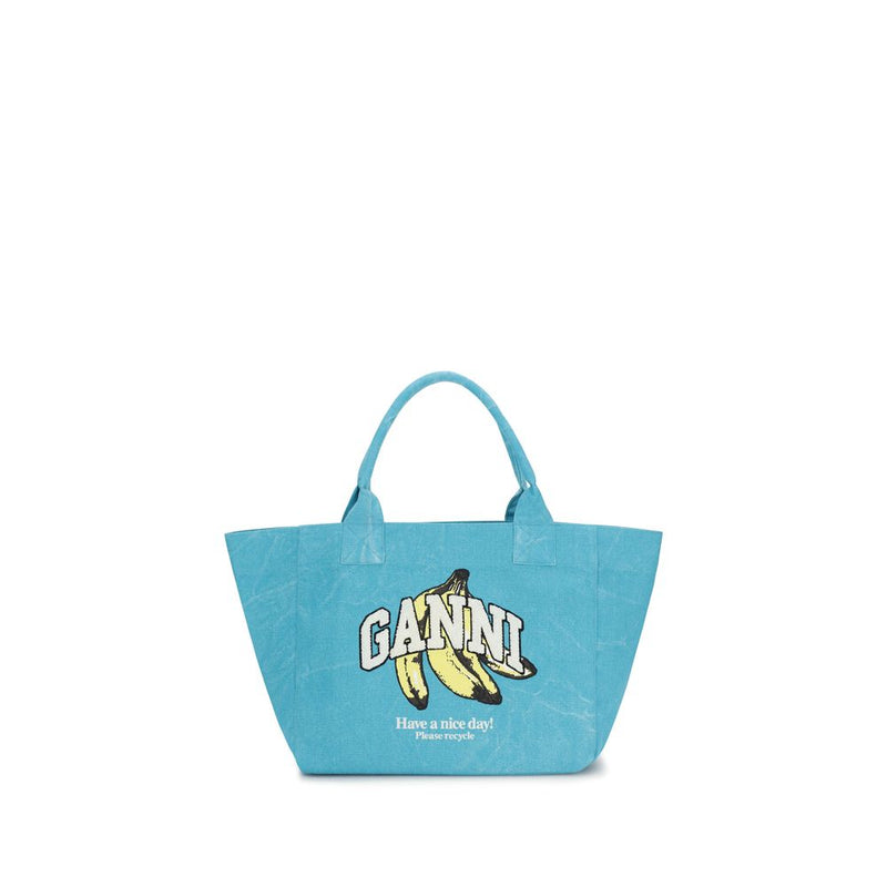 Ganni Blue Recycled Cotton Shoulder Bag