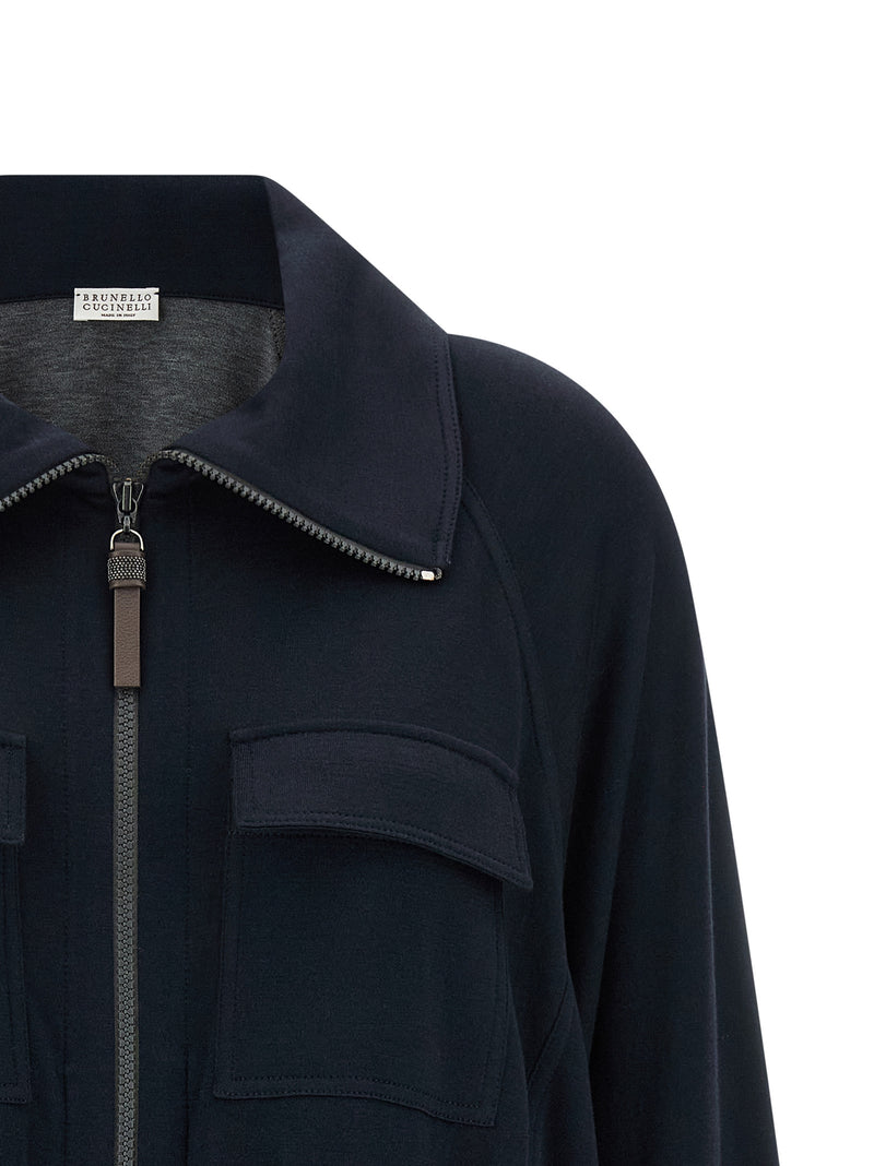 Brunello Cucinelli Blue Cotton Bomber