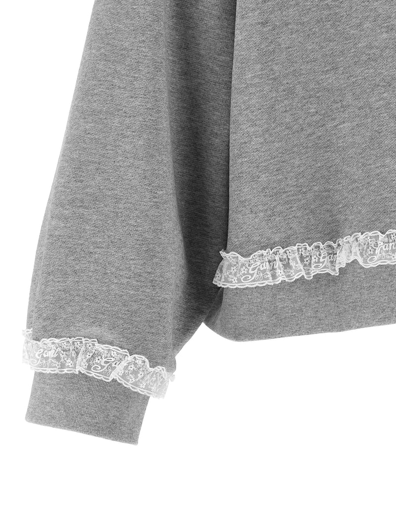 Ganni Gray Organic Cotton Sweatshirt