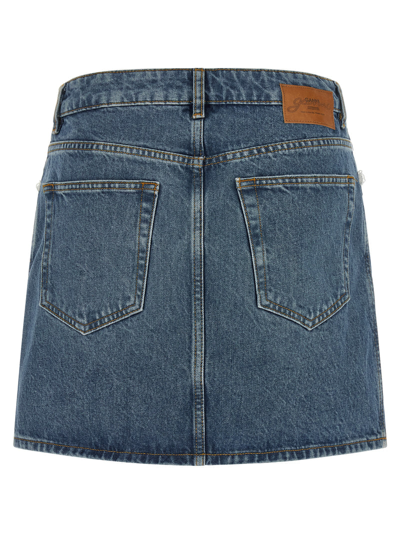 Ganni Blue Cotton Long Skirt