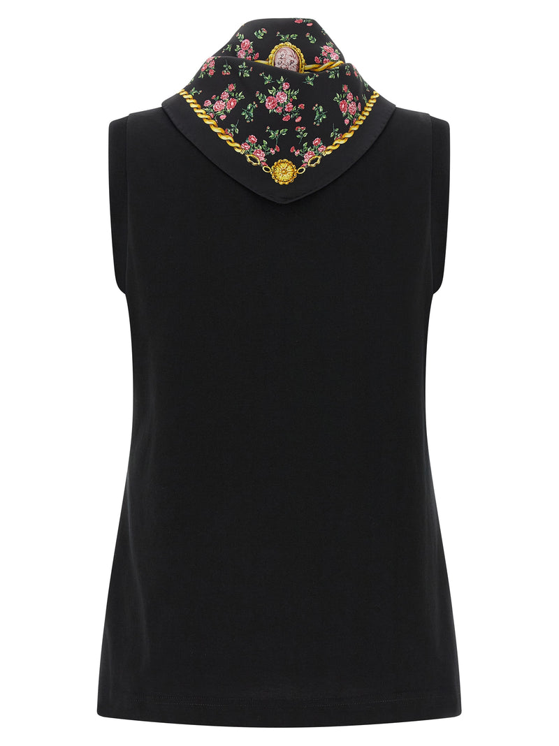 Dolce & Gabbana Black Cotton Sleeveles T-Shirt