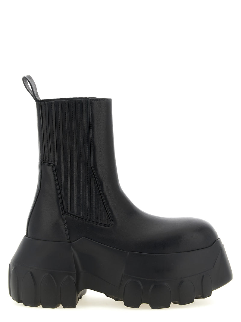 Rick Owens Black Ramie Ankle Boots