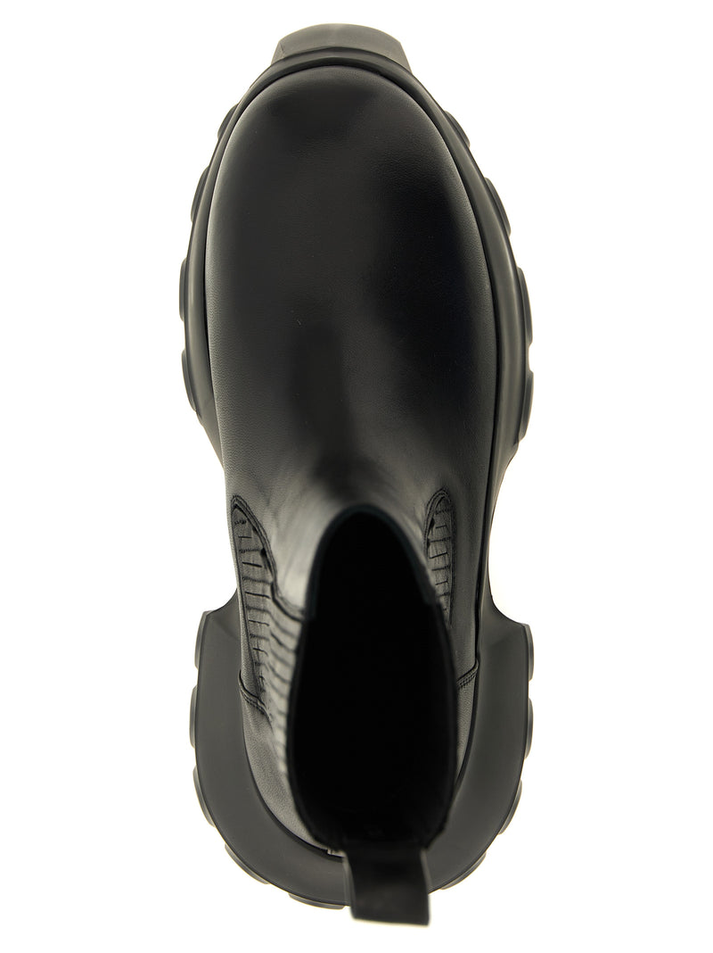 Rick Owens Black Ramie Ankle Boots