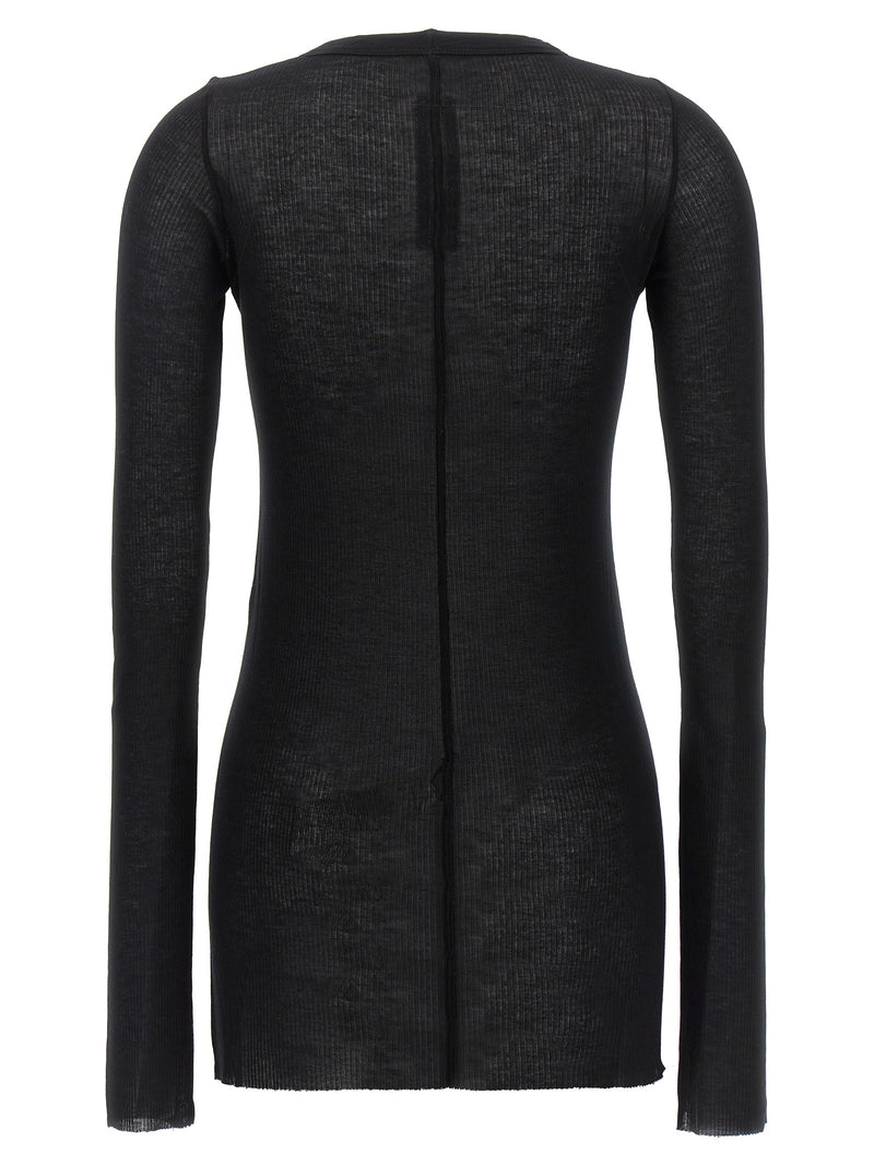 Rick Owens Black Viscose Long Sleeve T-Shirt