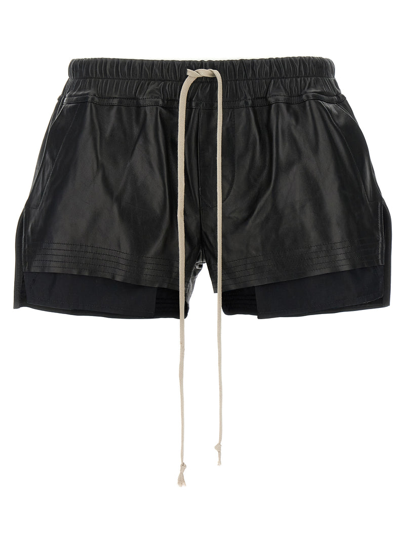 Rick Owens Black Lamb Leather Bermuda Shorts