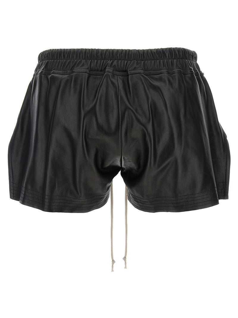 Rick Owens Black Lamb Leather Bermuda Shorts