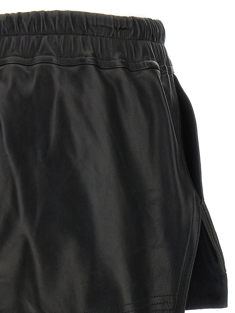 Rick Owens Black Lamb Leather Bermuda Shorts